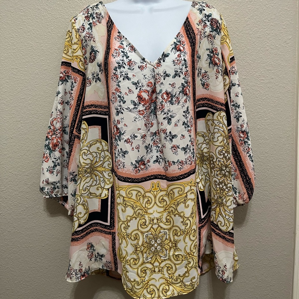 NWT. Multi-colored, 3/4 sleeve blouse. 3x.